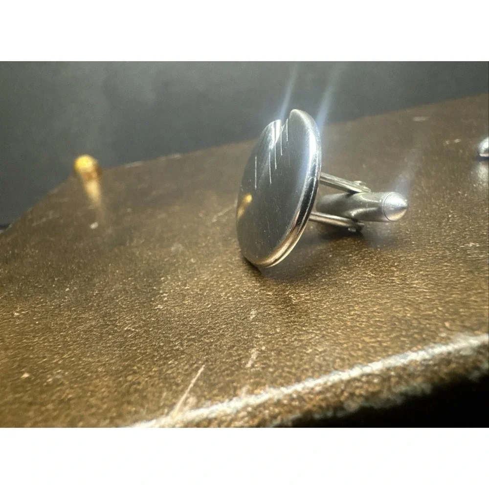 Vintage Mid Century Swank Modernist Cuff‎ Links Silver Tone